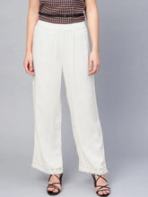 Off-white Grey Cotton Solid Cigarette Pants